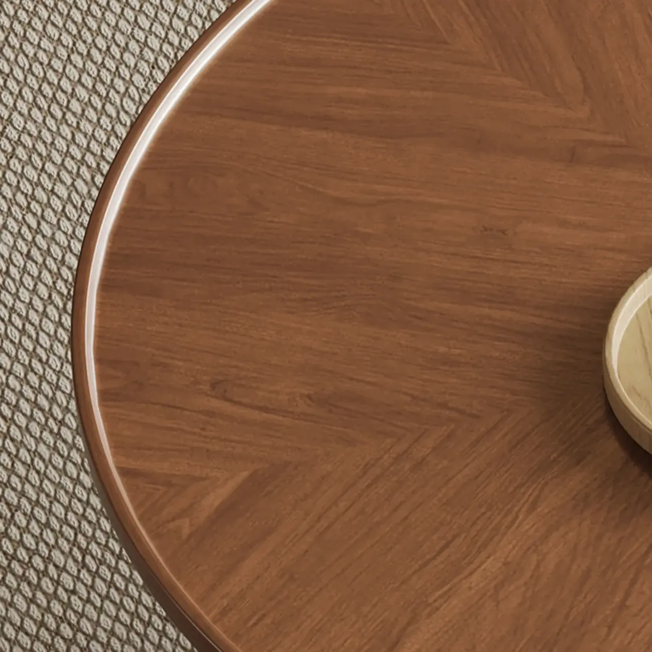 Metal Base Nesting Brown Wood Round Drawer Coffee Table