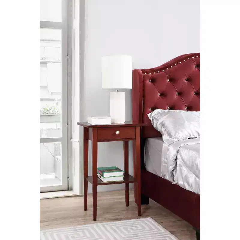 HomeStock Rectangle Oak Wood Nighstand For Living Room and Bedroom