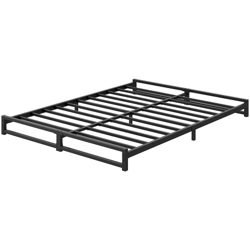 Black Metal Bed Frame with Steel Slats, Full Size, 2-Person