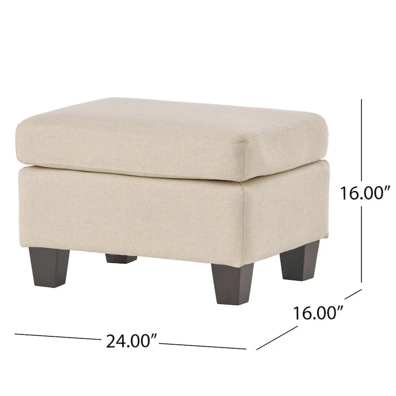 Upholstered Fabric Ottoman with Birch Wood Legs