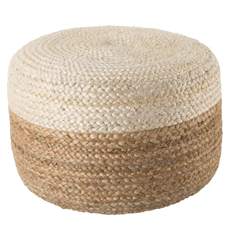Juniper Home Saba Round Jute Pouf Ottoman/Foot Stool