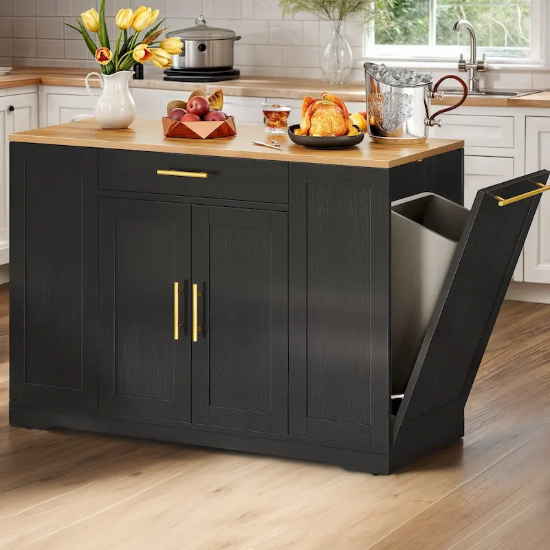 53-inch Rolling Kitchen Island Portable Mobile Kitchen Cart