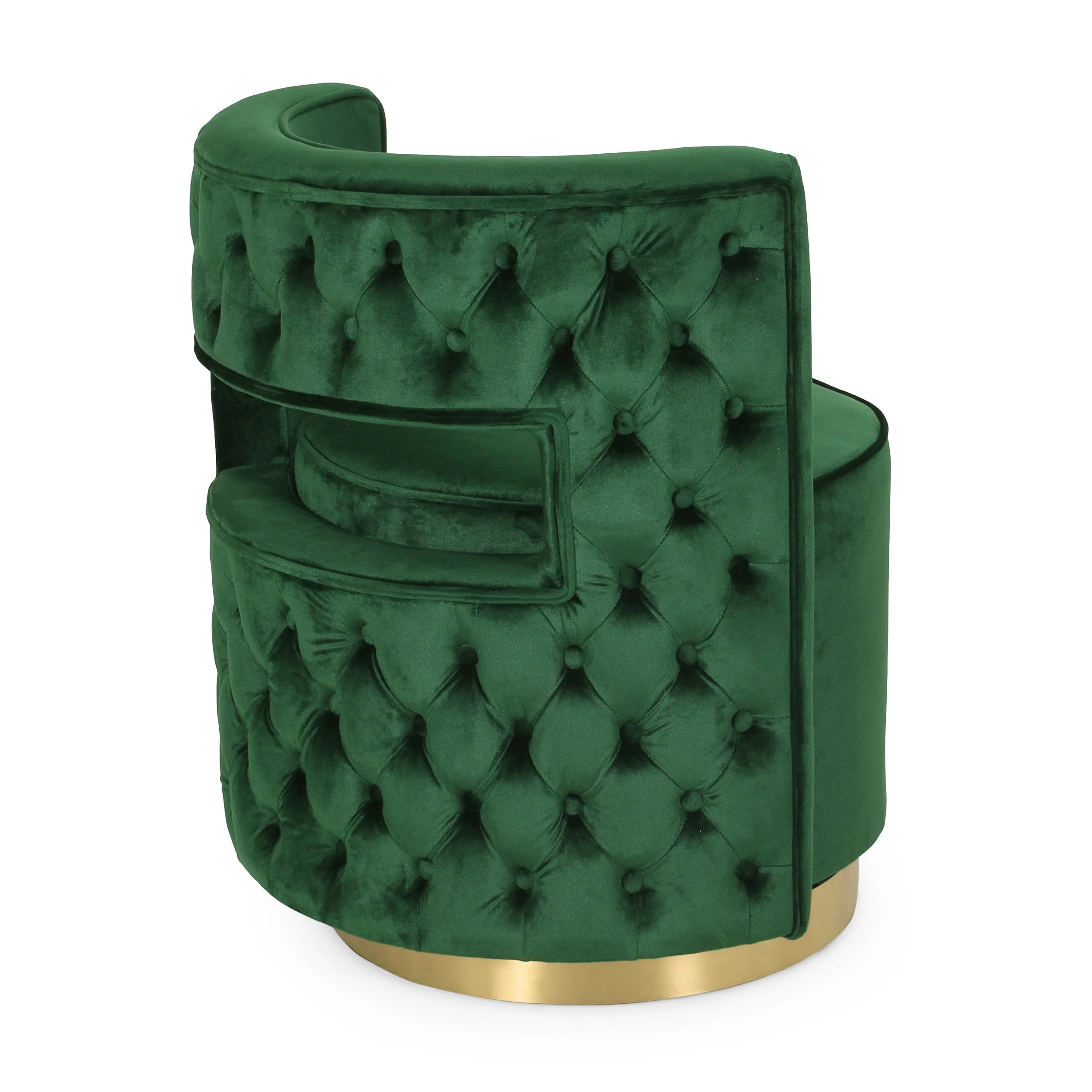 Modern Glam Round Open Back Velvet Swivel Club Chair - NH228413