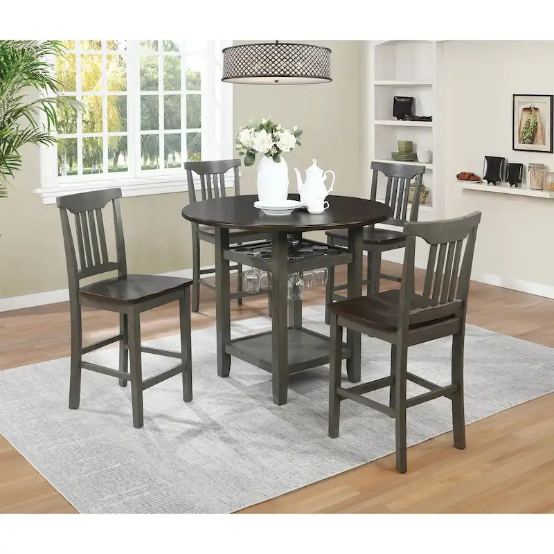 The Gray Barn Simmons Antique White and Brown 5-piece Dining Set