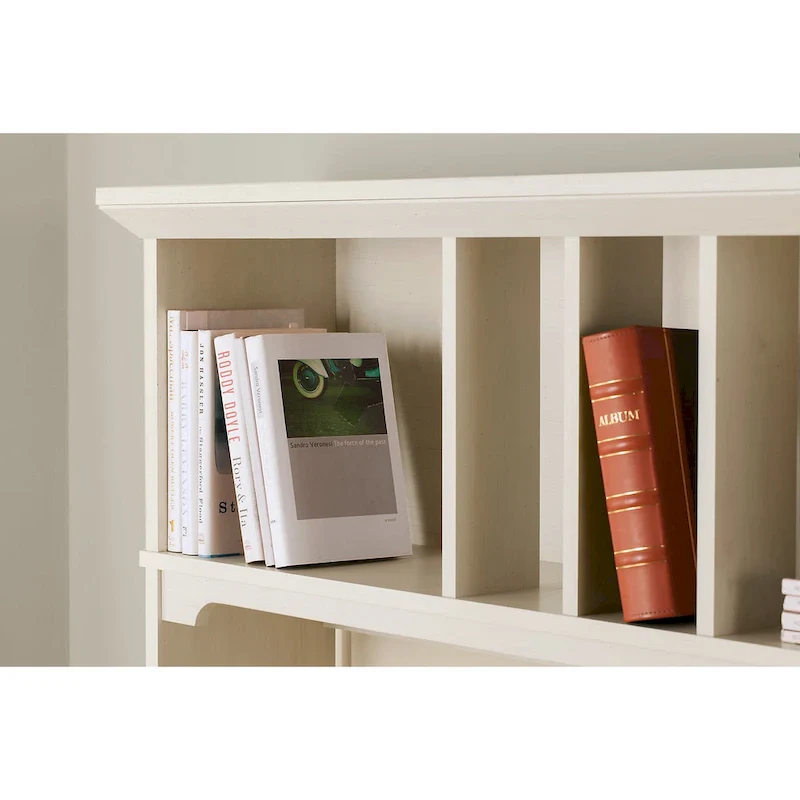 Salinas 60W L Shaped Desk with Hutch and 5 Shelf Bookcase in White