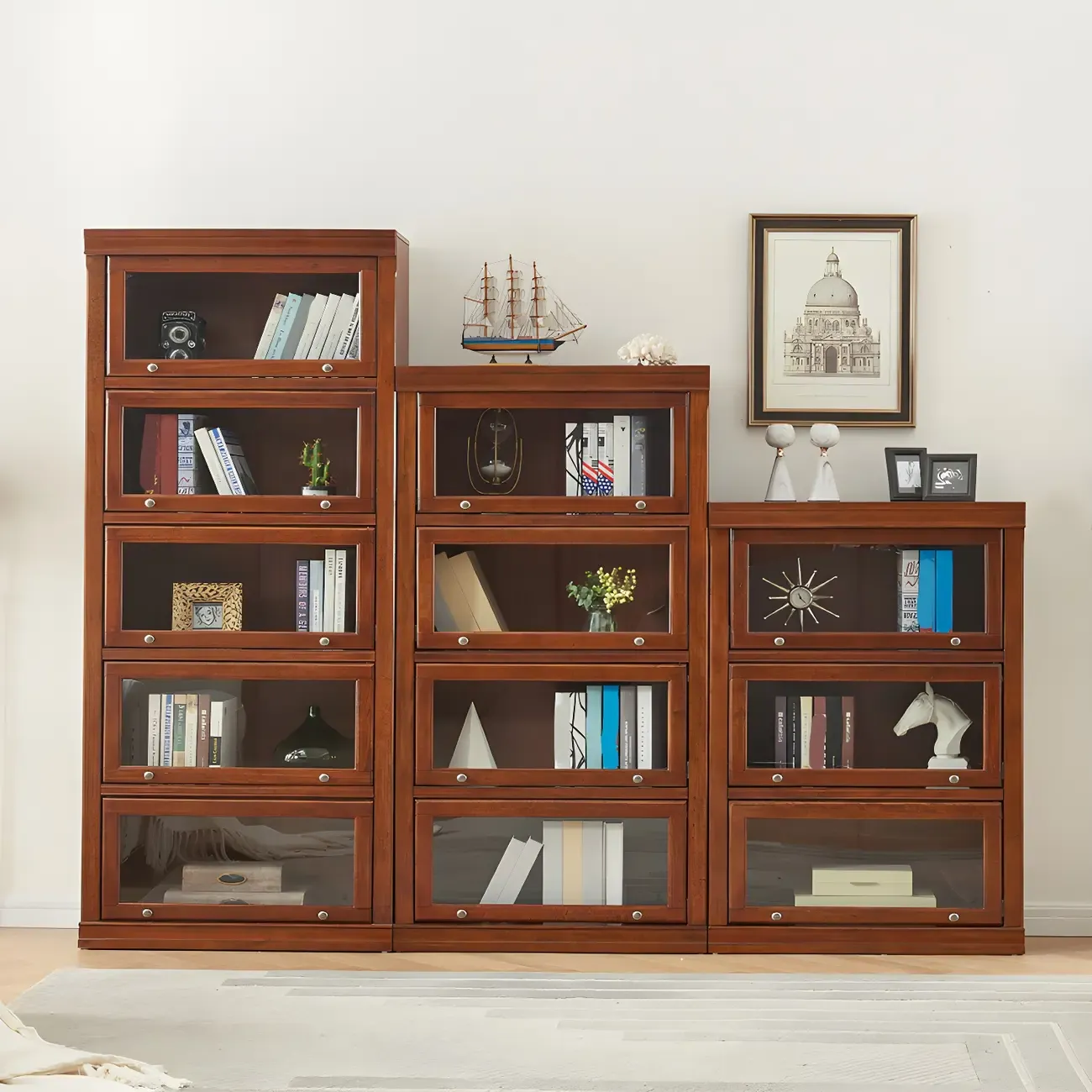 Modern Wooden Vertical Bookcase with Storage