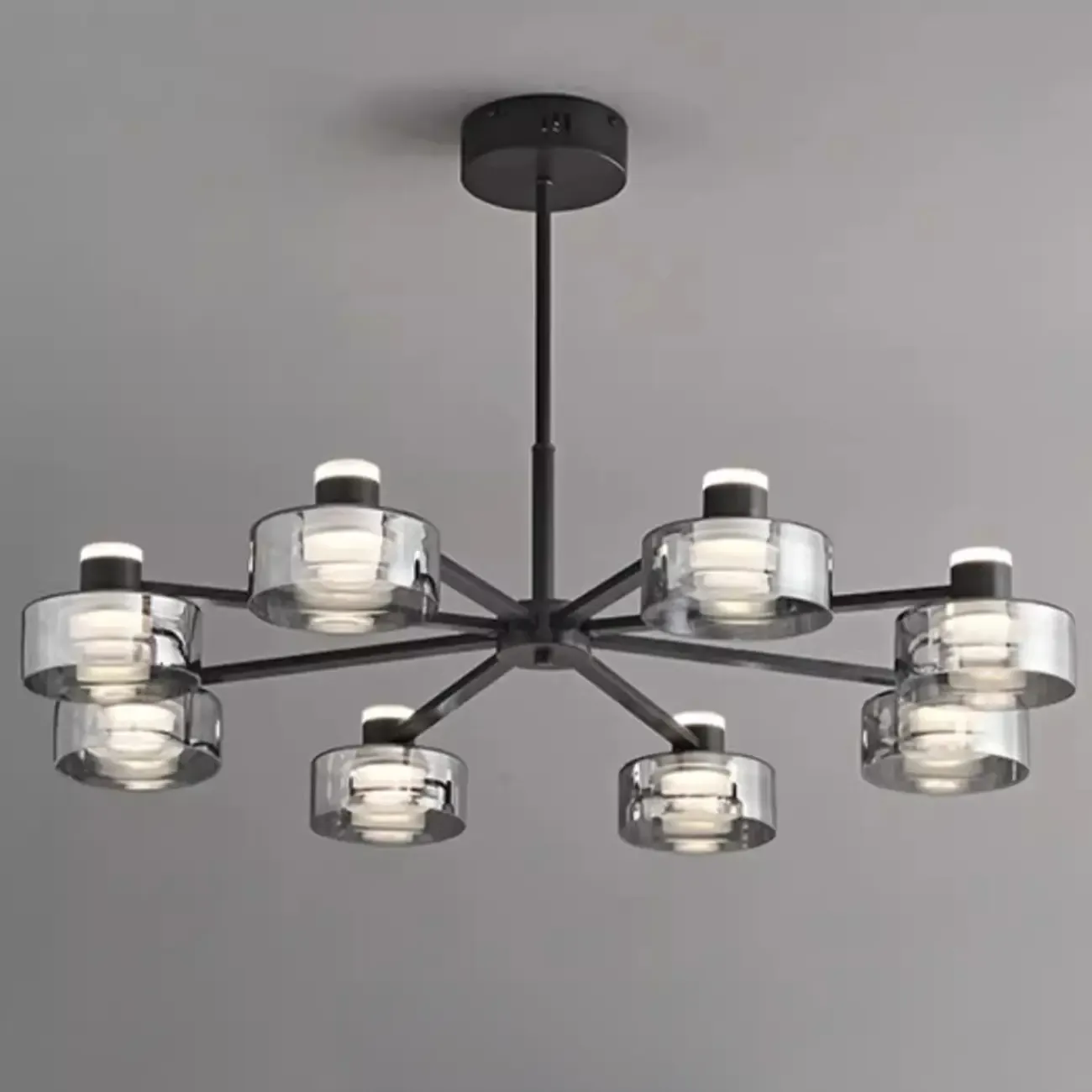 Modern Black Circle Round Glass LED Chandelier