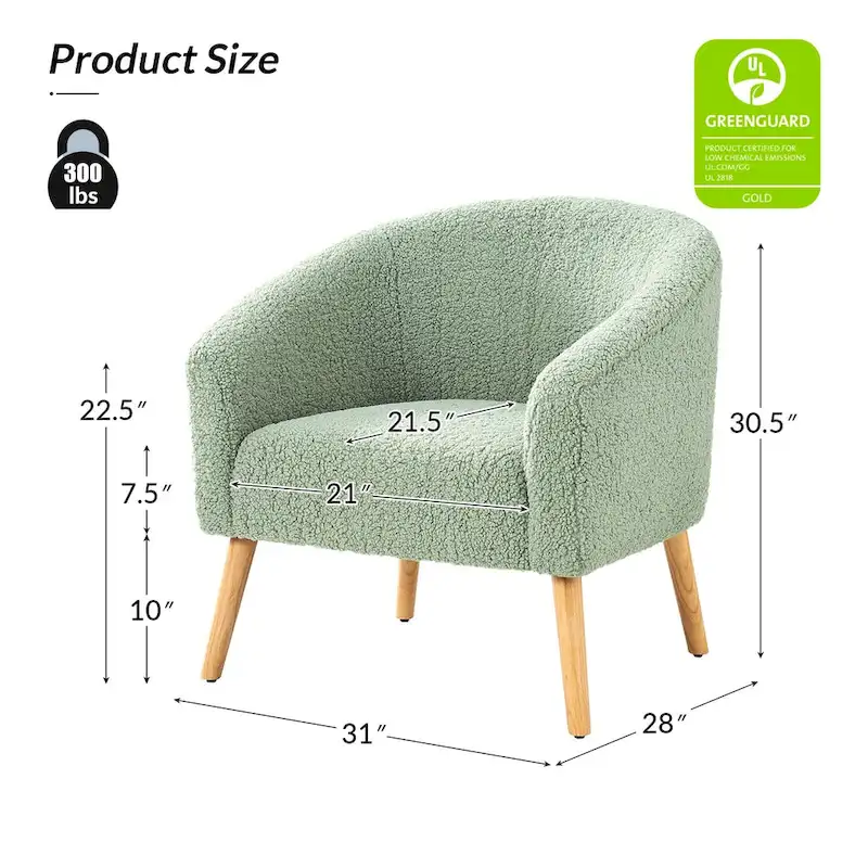 Modern Boucle Armchair with Solid Wood Legs, Set of 2