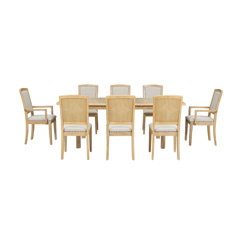 7-Piece Wooden Dining Table Set with Extendable Table & 6 Chairs