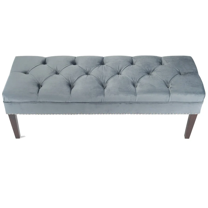Mid Century Modern Tufted Upholstered Living Room Bench