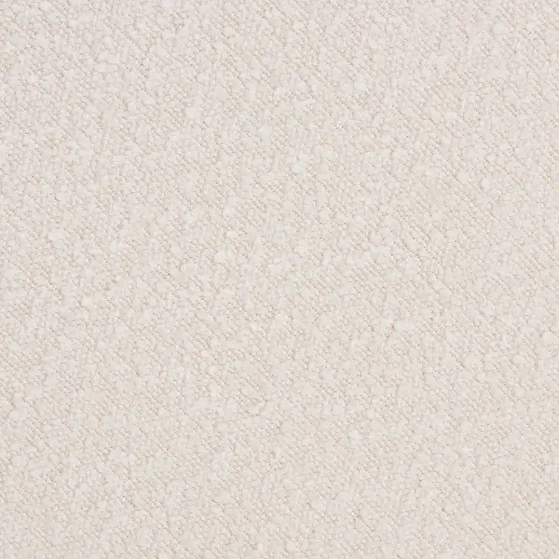 Modern Japandi Boucle Fabric and Wood Ottoman Footstool