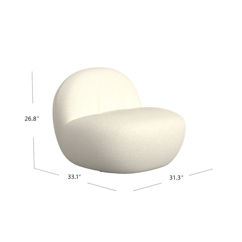 HomePop Armless Cloud Swivel Chair- White Sherpa