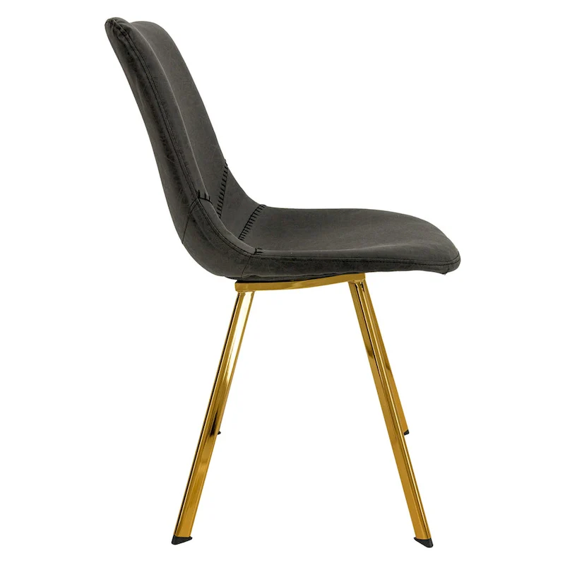 Markley Leather Dining Chair With Gold Metal Legs Modern Accent Side Chair
