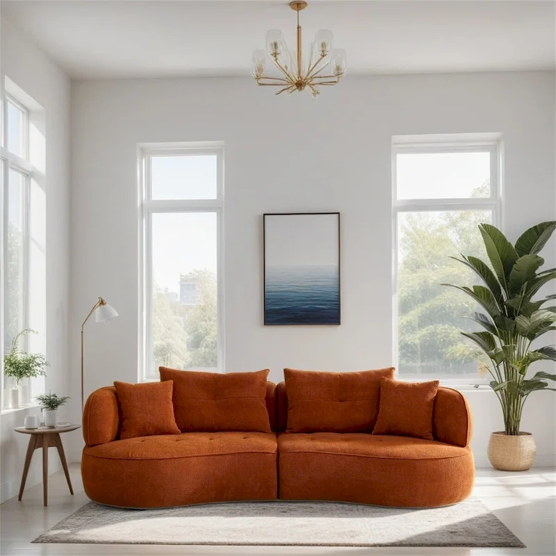 Sectional Sofa With Removable Pillows,Durable Fabric,Solid Wood Frame