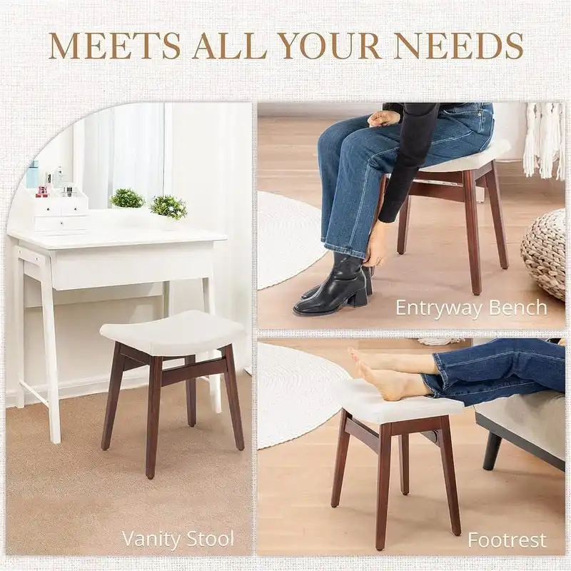 Saddle Cushion VanityStool - 17.83D x 12.4W x 16.53H