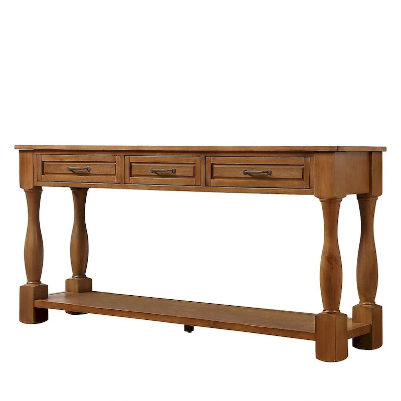 Solid Wood Console Table - Antique White/Blue/Navy/Espresso/Brown, Mid-Century Style, Multi-User