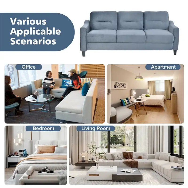 Fabric Sofa with Wood Frame and Legs