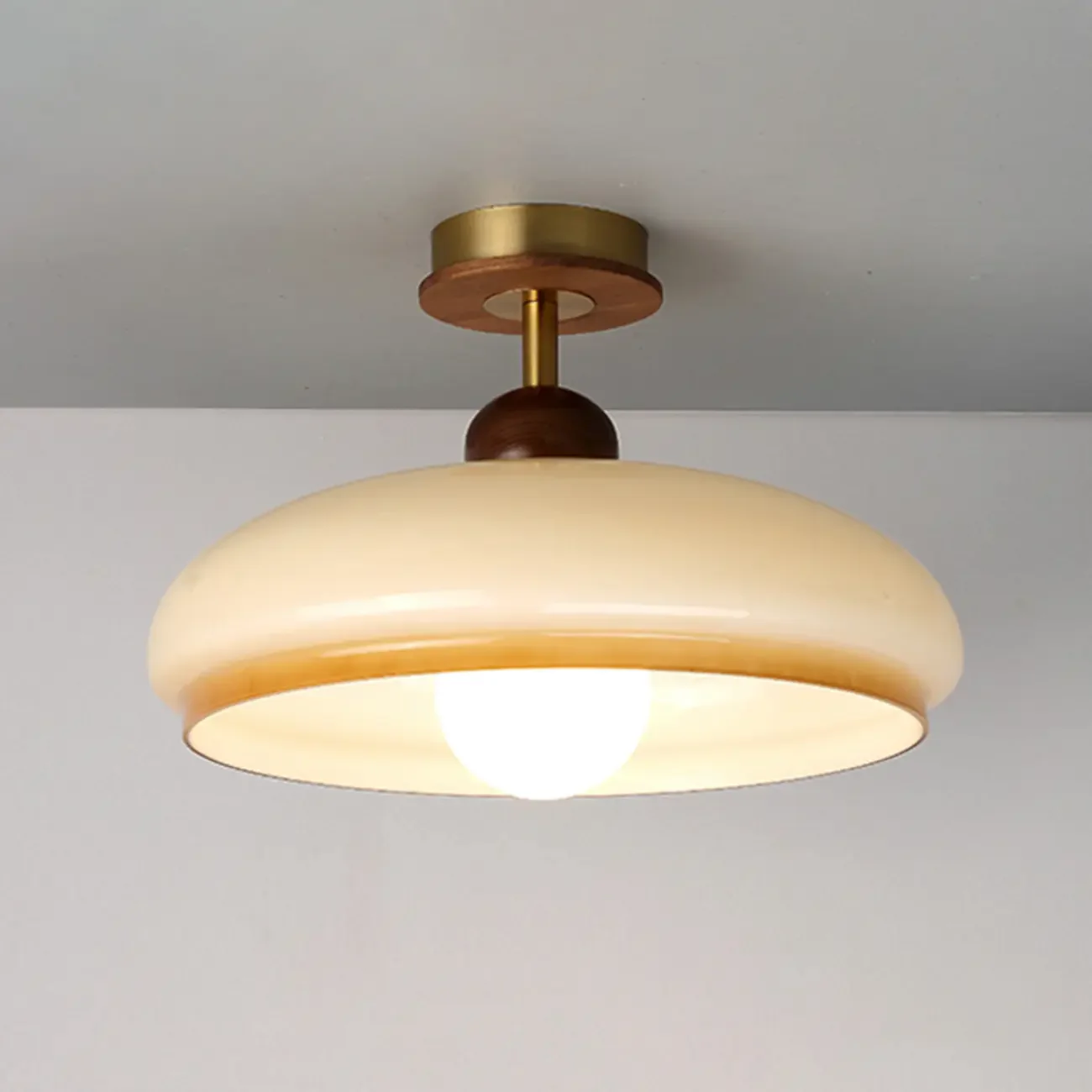 Caramel Gradient Glass Dome Semi Flush Ceiling Light