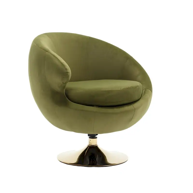 HOMEFUN Velvet 360 Degree Swivel Left Cuddle Barrel Accent Chairs