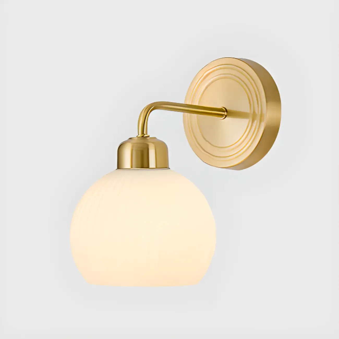 Modern Dual White Glass Dome Brass Wall Lamp