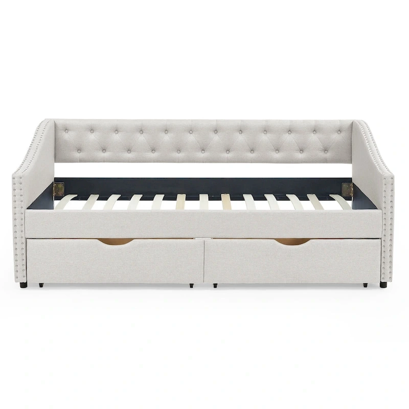 Daybed with Drawers Upholstered Tufted