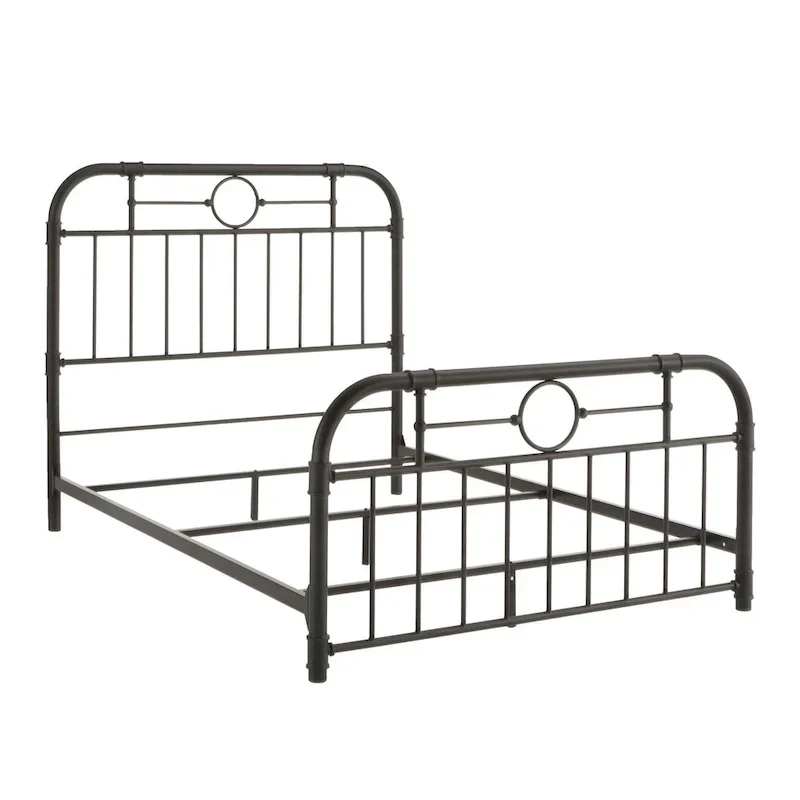 Metal Bed Frame - Black - Curved Headboard and Footboard