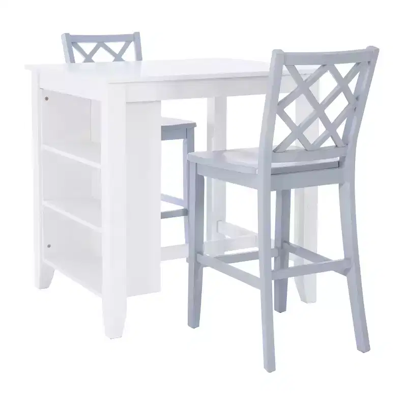 Powell 3pc Shelby Counter Height Space Saver Dining Set Gray