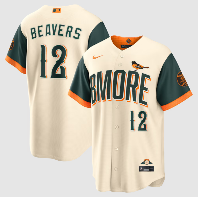 Baltimore Orioles Dylan Beavers Cream 2026 City Connect Stadium Jersey