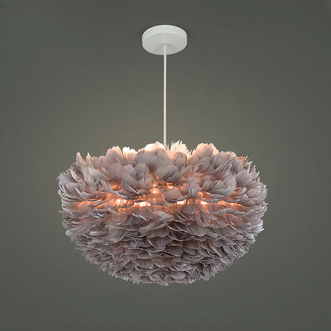 Modern White Feather Pendant Light Height Adjustable