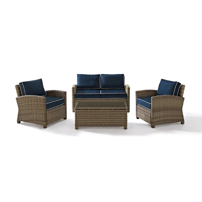 Crosley Bradenton Outdoor Arm Chairs with Navy Cushions (set of 2)