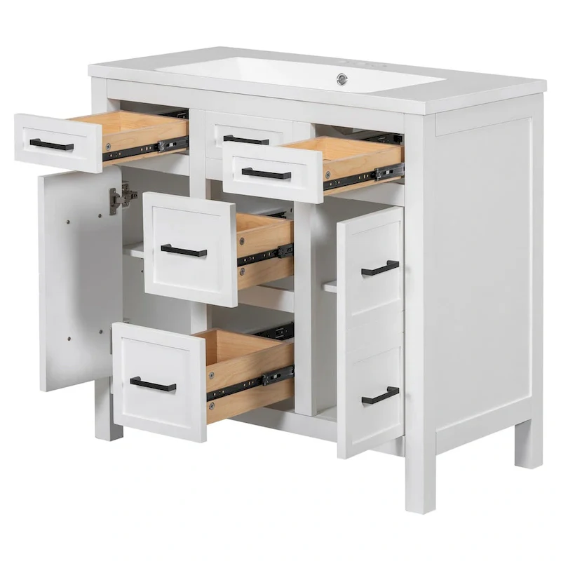 Bathroom Vanity Cabinet with Resin Integrated Sink