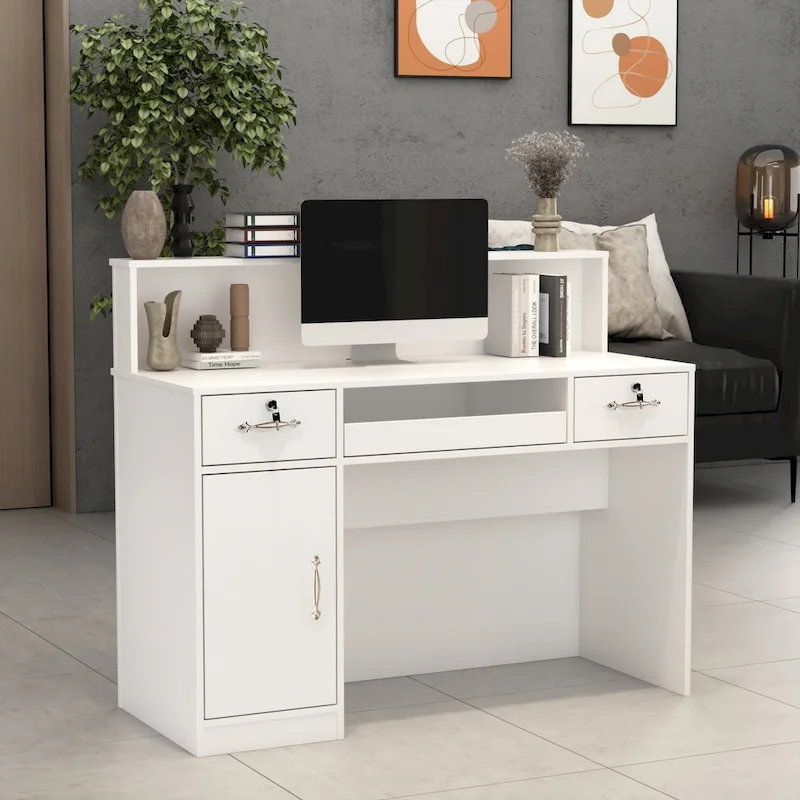 Modern Reception Desk Front Counter Table w/ Decor Light by Timechee