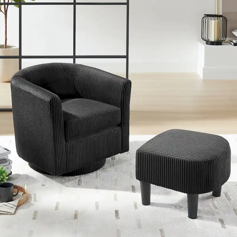 Swivel Accent Chair with Ottoman