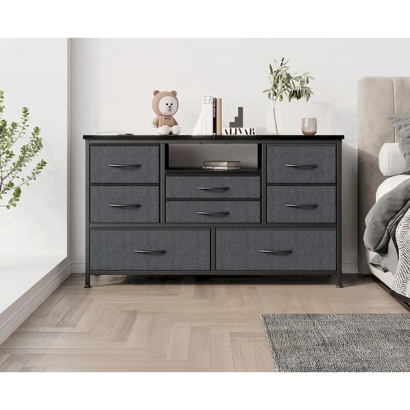 8 Dresser TV Stand with Power Outlet & LED Light