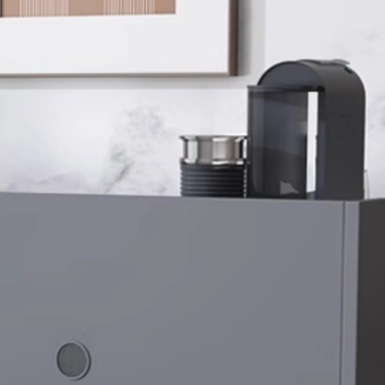 Modish Multi-Compartment Stone-Top Wood Buffet Cabinet