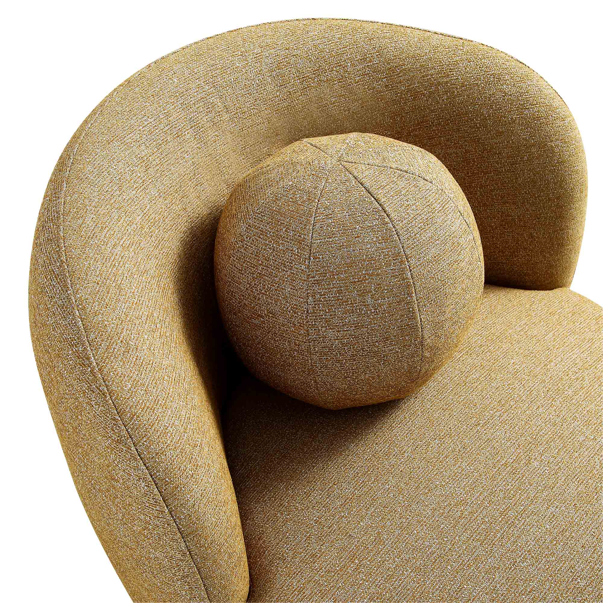 Armchair with Ball Cushion, Marigold Textured Fabric