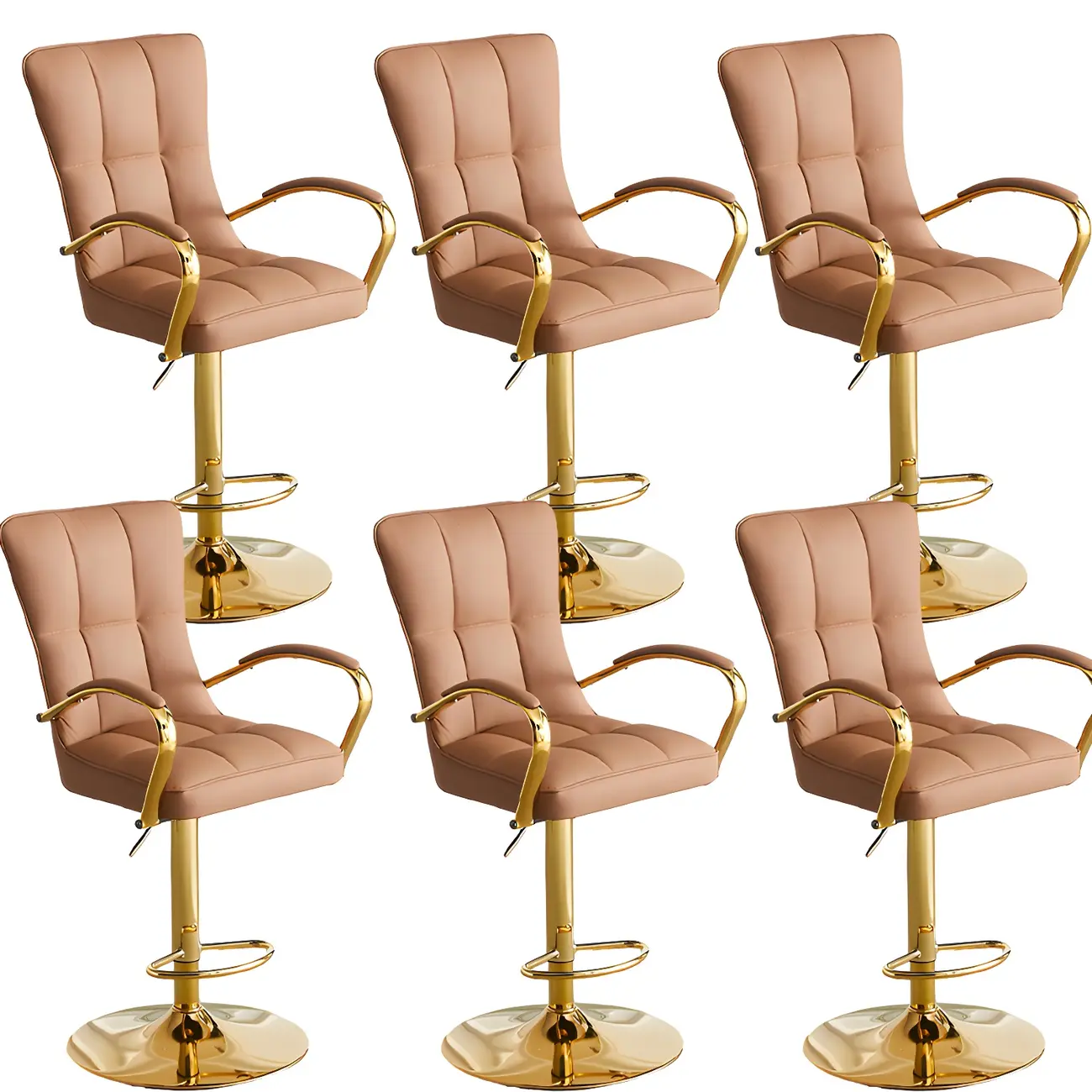 Glam Leather Adjustable Bar Stools with High Back