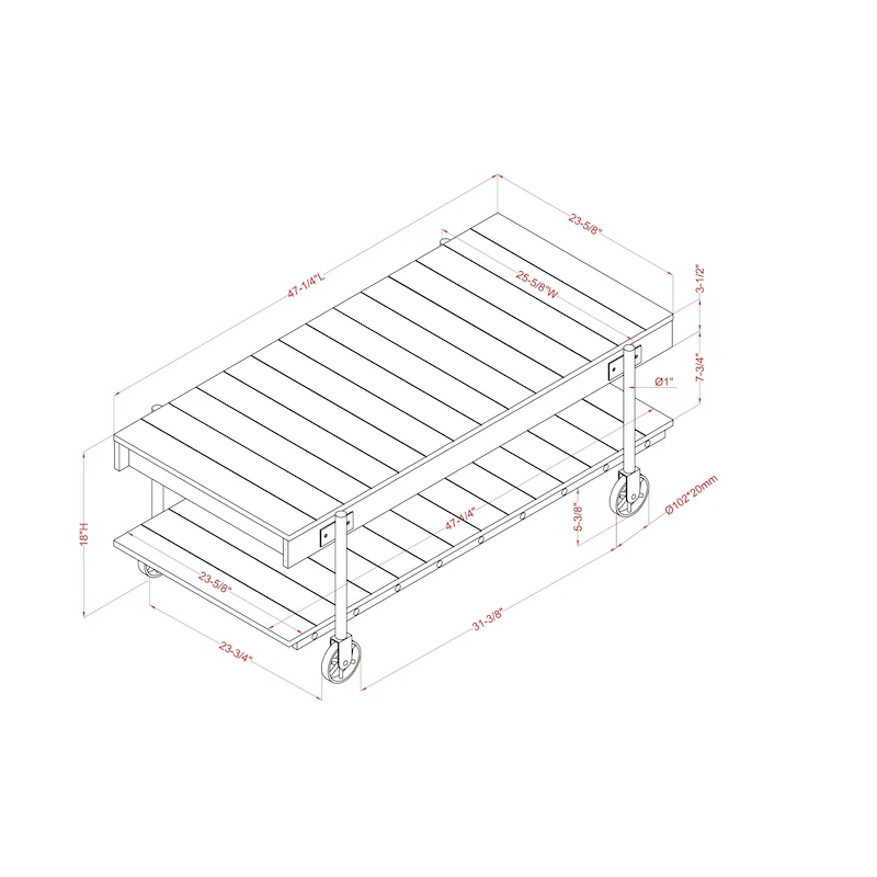 Hyssop Farmhouse 47-inch Steel 1-Shelf Coffee Table by Furniture of America