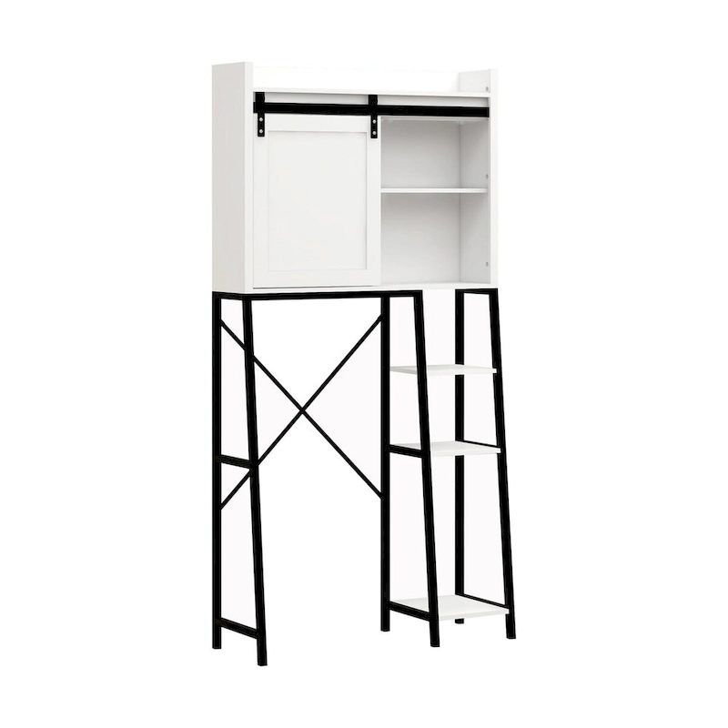 Over-The-Toilet Storage Cabinet with Sliding Barn Door and Adjustable Shelves
