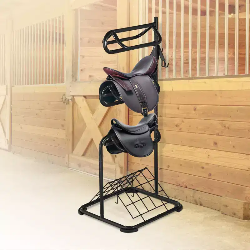 VEVOR Freestanding Saddle Stand, 30 x 30 x 68.5 in, 3 Tiers Saddle Rack, Heavy Duty Saddle Blanket Holder with Removable & Rotating Tiers