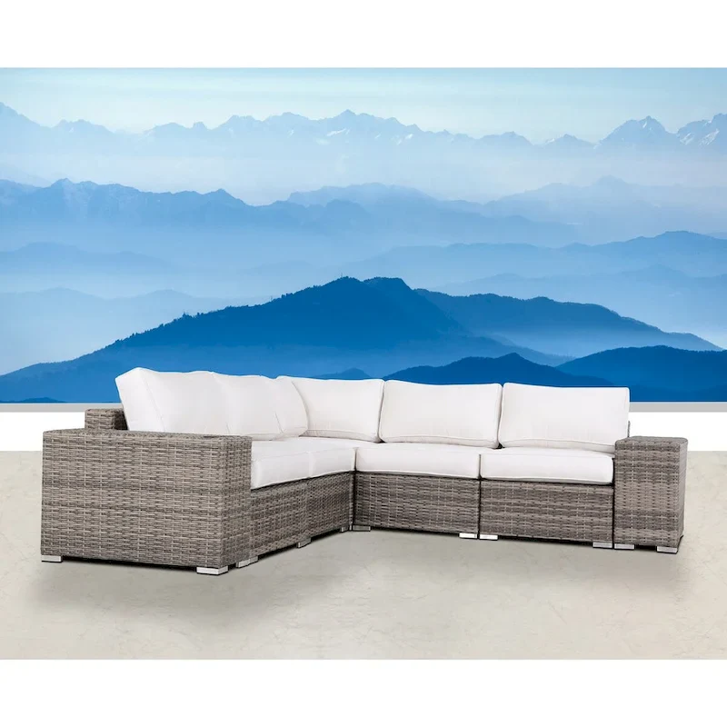 LSI Arelys Rattan Wicker Fully Assembled 4 - Person Seating Group with Cushions