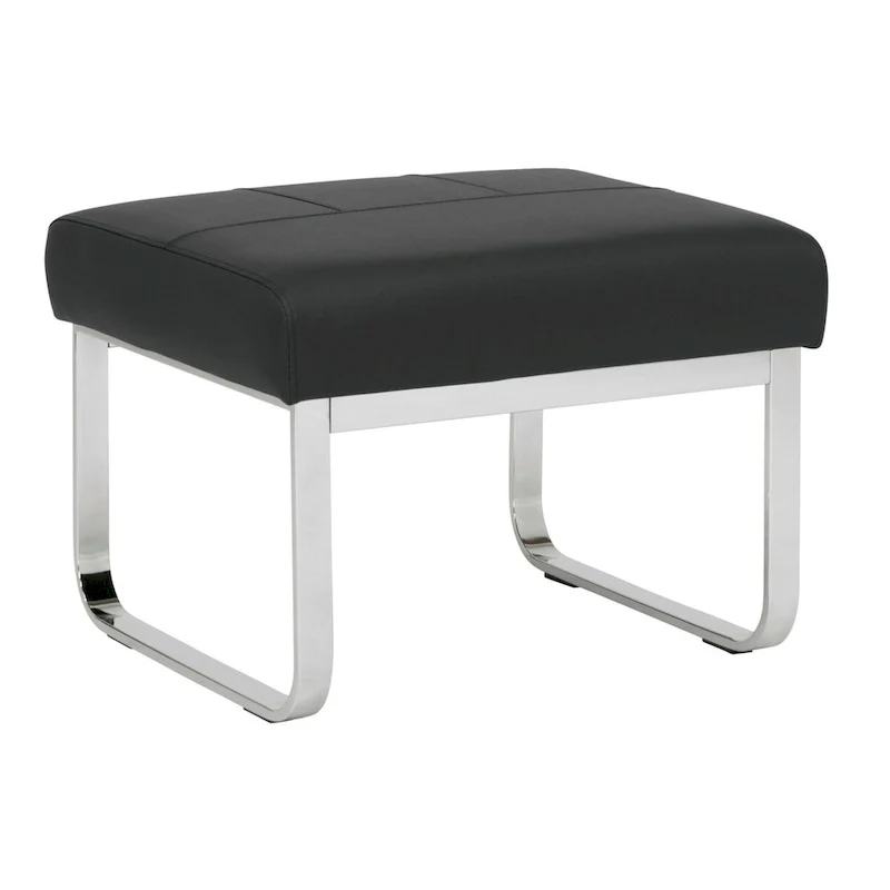 Studio Designs Home Allure Rectangular Metal Blended Leather Modern Ottoman