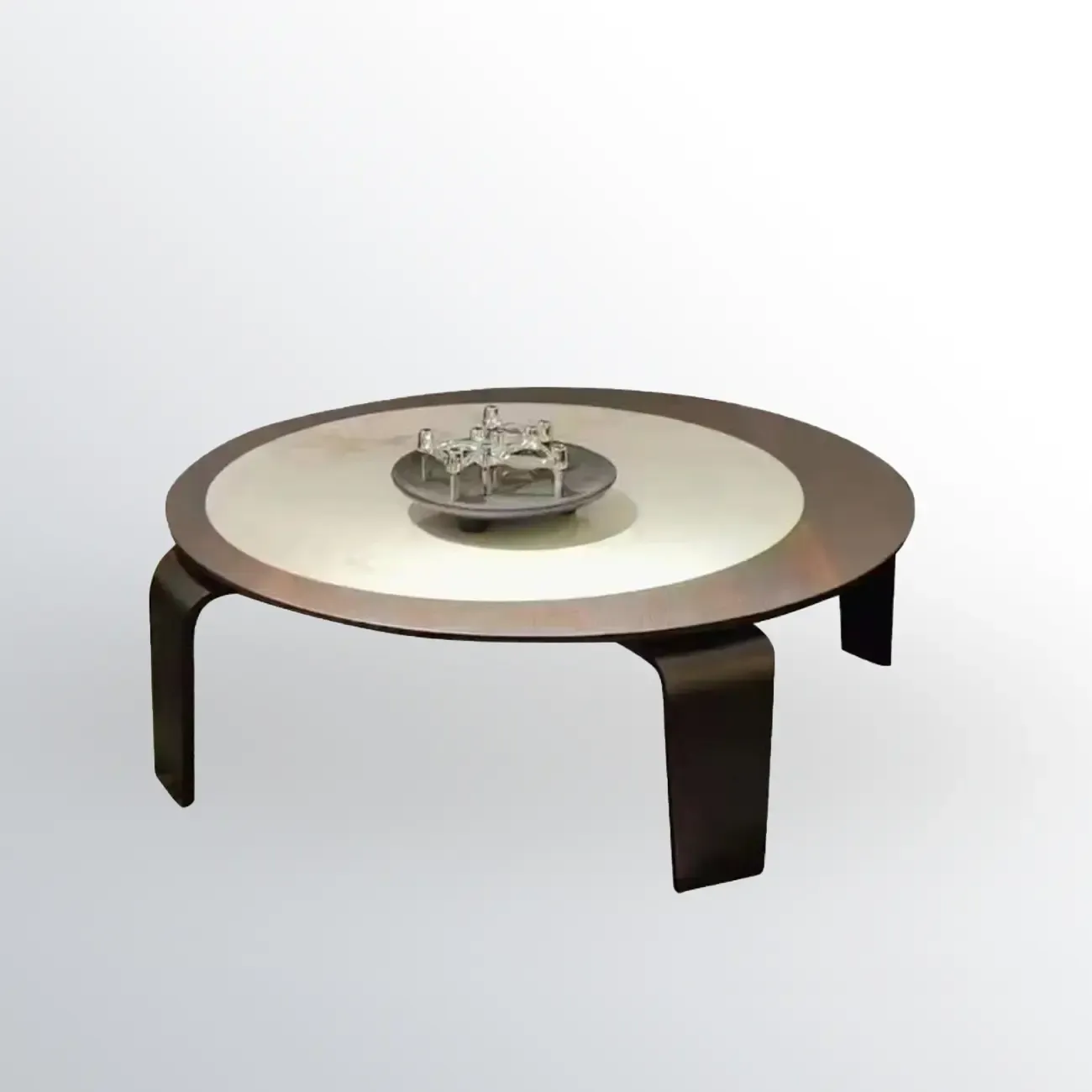 Unique Marble Round 2 Nesting Coffee Table Set with Wood Base