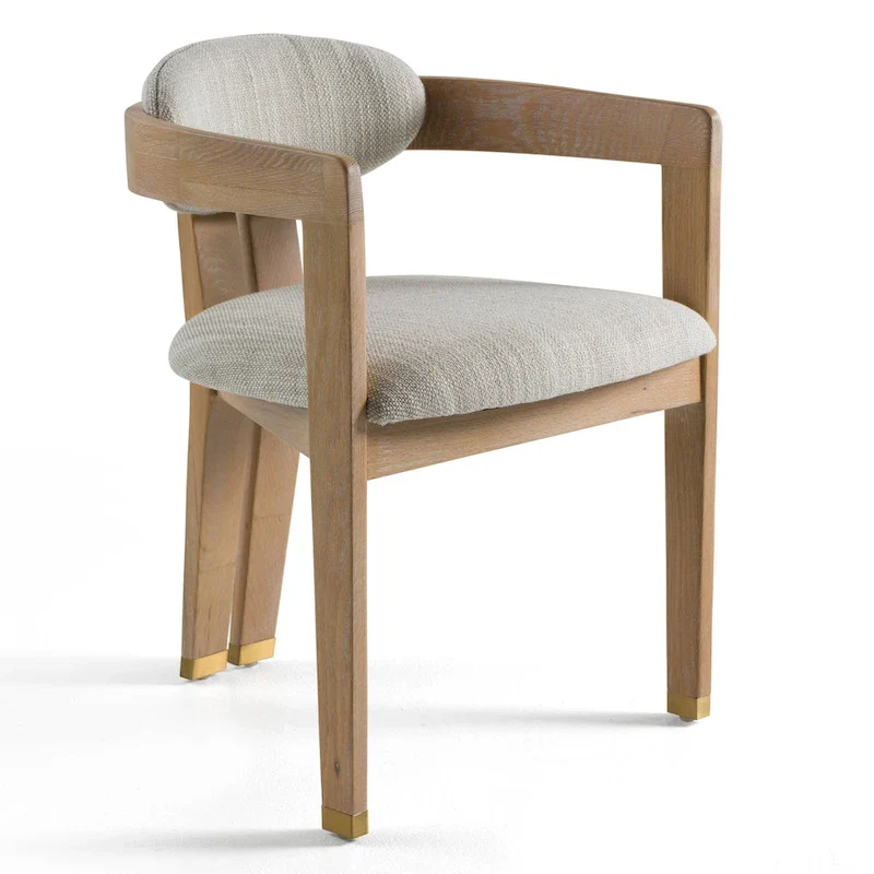 Modrest Belton Modern Off-White Fabric & White Wash Oak Dining Chair