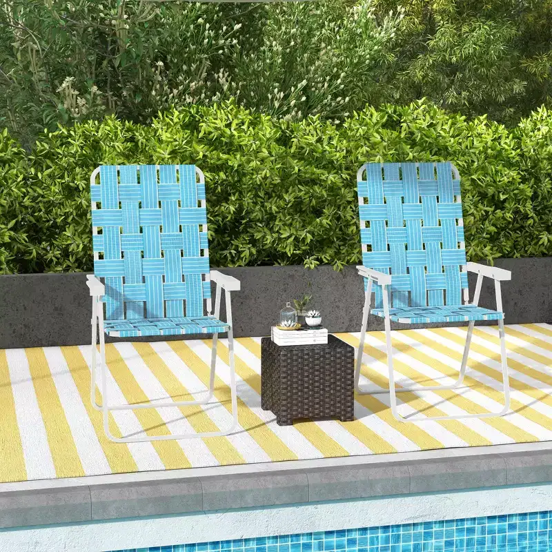 Outsunny Patio Folding Chairs, Classic Outdoor Camping Chairs, Portable Lawn Chairs w/ Armrests