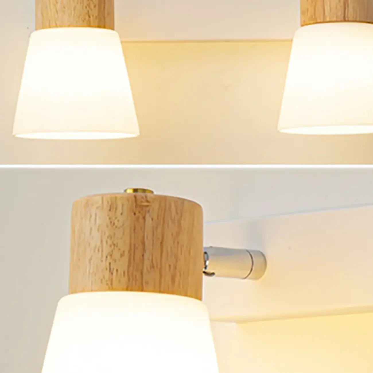 Mini White Natural Wood Metal Wall Sconce