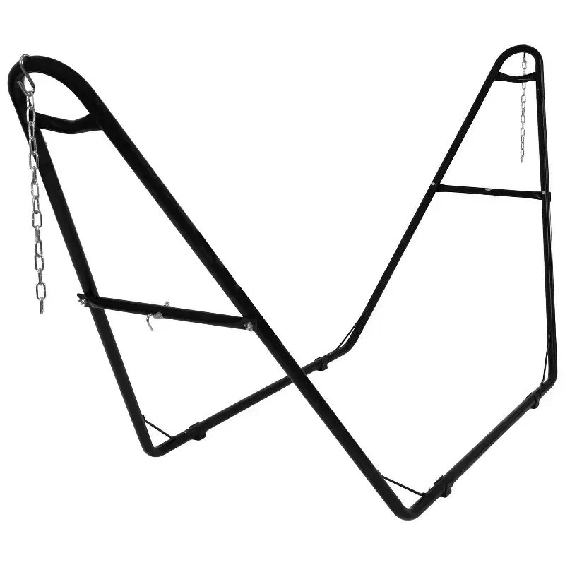 Sunnydaze Double Quilted Fabric Hammock with Universal Steel Stand - 450-Pound Capacity