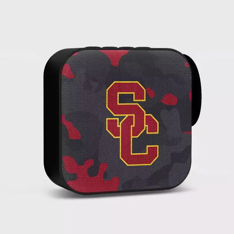 NCAA USC Trojans Bluetooth Portable Speaker with FM Radio: Wireless Rechargeable with USB & MicroSD Connection