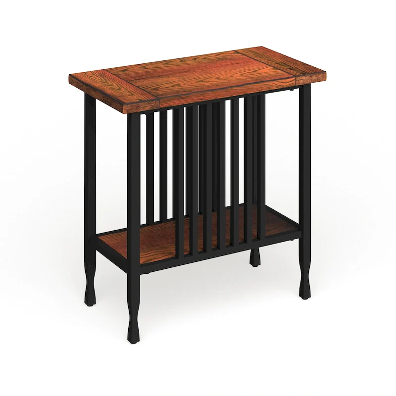 Narrow Chairside Table – Brown/Black & Black Wash, 1-Person