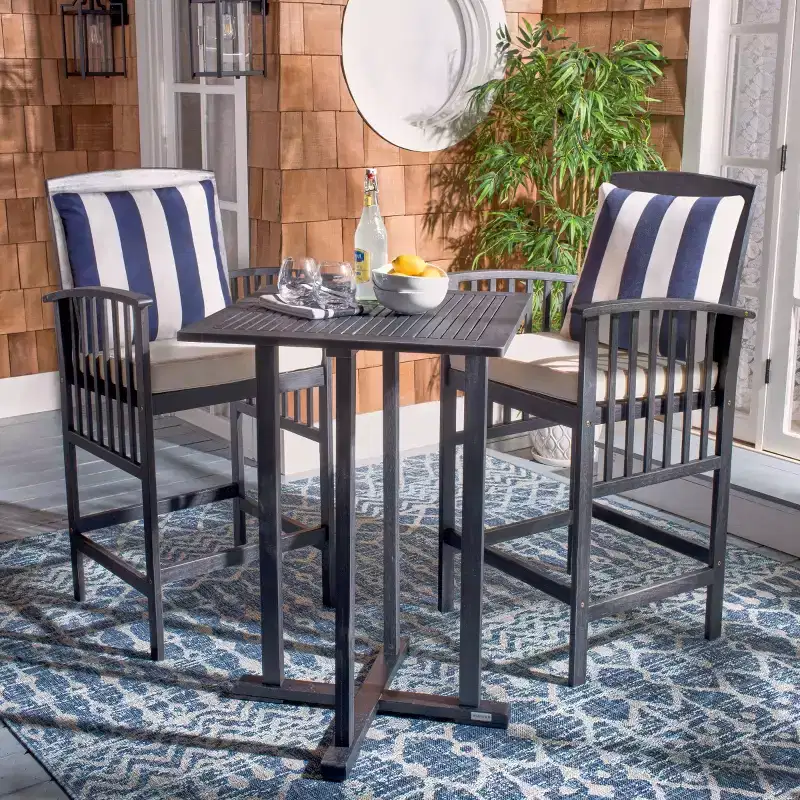 Pate 3 Piece Bar Height Bistro Set - Indoor/Outdoor - PAT7043 - Safavieh